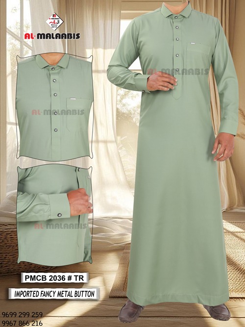 SAUDI STYLE -SHIRT COLLAR - IMPORTED FANCY BUTTON - WITH CUFF - IMPORTED - MATT FINISH